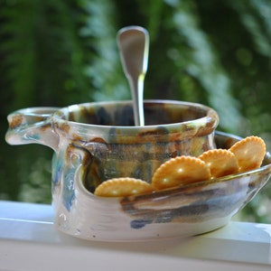 Soup and Cracker Bowl in Tri-color Glaze**READY TO SHIP