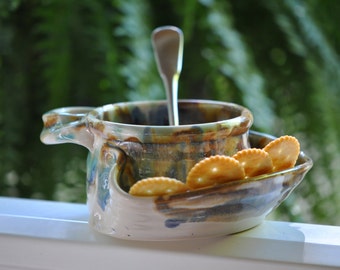 Soup and Cracker Bowl in Tri-color Glaze**READY TO SHIP