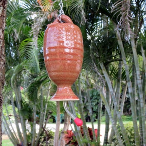 Stoneware Pottery Hummingbird Feeder in Copper Glaze**READY TO SHIP