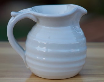 Pottery Creamer/Small Pitcher in White glaze