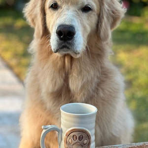 Paw Print Large 14 ounce Stoneware Coffee in White Glazeready to ship image 2