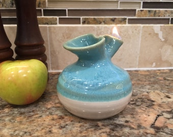 Pottery Oil Candle in Turquoise Glaze