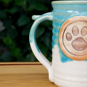 Paw Print Large 16 ounce Stoneware Coffee in Turquoise Glazeready to ship image 2