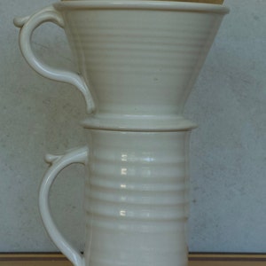 Pottery Pour Over Coffee Dripper in White Glaze image 4