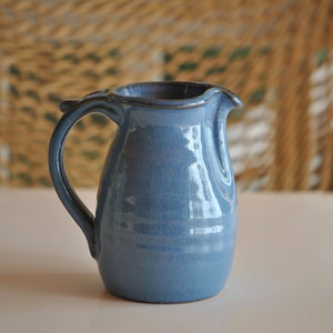 Pottery Creamer in Deep Blue Glaze Wheel Thrown