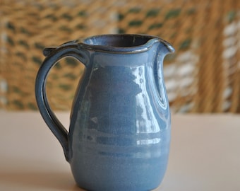 Pottery Creamer in Deep Blue Glaze Wheel Thrown