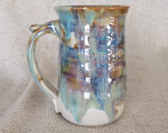 Pottery  Coffee Mug in Tri-Color Glaze  Stoneware 16 oz large**READY TO SHIP