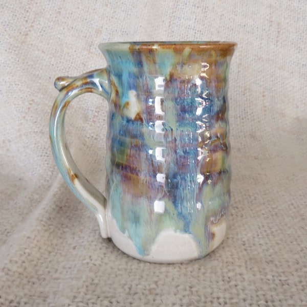 Large (16 ounce) Stoneware Coffee Mug in Tri-Color Glaze