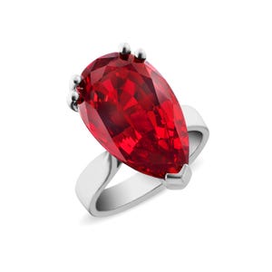 16 KARAAT, briljantgeslepen RUBY-ring, uitzonderlijke helderheid, in het laboratorium gemaakte RING