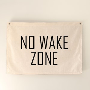 No Wake Zone Sign Canvas Flag Banner, Beach Wall Art, Sign Above Bed For Lake House, Lake, Coastal Decor Wall Banner, Surf Tapestry Flag