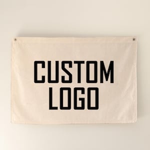 Bandera de lona con logotipo personalizado, pancarta colgante con texto y logotipo personalizados, decoración de pared para campamento, banderín para sala de estar, decoración de campamento