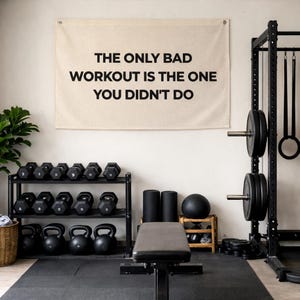 Banner de lona con logotipo personalizado para gimnasio en casa, decoración motivacional para entrenar