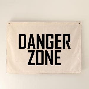 Danger Zone Canvas Flag Banner, Lake Gifts, Beach Decor, Beach Wall Art, Canvas Flag, Lake House Decor Wall Banner Flag,