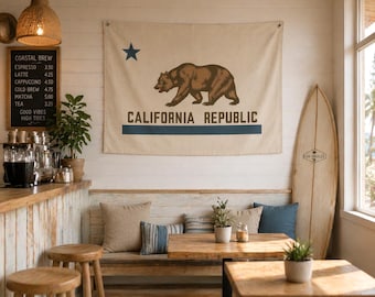綿100％、天然キャンバス、カリフォルニア州ベアフラッグ