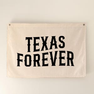 Texas Forever Canvas Banner, Vintage Texas Wall Art, Black and White TX Wall Hanging, Western Texas Decor, Large Texas Artwork