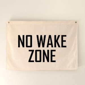 No Wake Zone Sign Canvas Flag Banner, Beach Wall Art, Sign Above Bed For Lake House, Lake, Coastal Decor Wall Banner, Surf Tapestry Flag