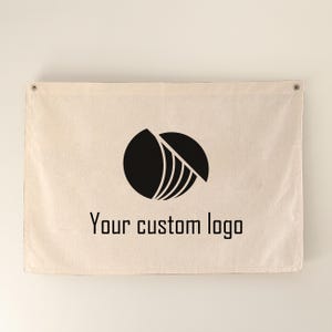 Benutzerdefinierte Text Leinwand Flagge, benutzerdefinierter Text und Logo hängende Leinwand Banner Wanddekoration, personalisierte Text Logo Wandkunst, Wohnzimmer Wanddekoration