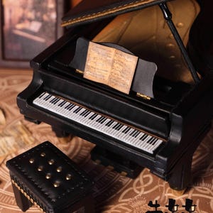Handmade Leather Grand Piano Model: Music Lover Gift