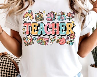 Teacher Png, Teacher Png Groovy, Teacher Png Cute, Teacher Png Designs, Teacher Png Retro, Back To School Teacher Png, Png Digital Download.