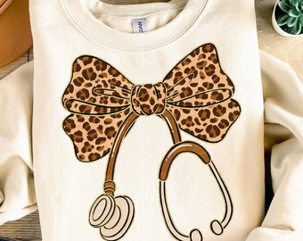 Leopard Nurse Coquette Bow PNG, Stethoscope Bow PNG, Nurse Coquette Bow PNG, Nurse Shirt Design, Coquette Nurse Bow Png, Nurse Coquette Png.