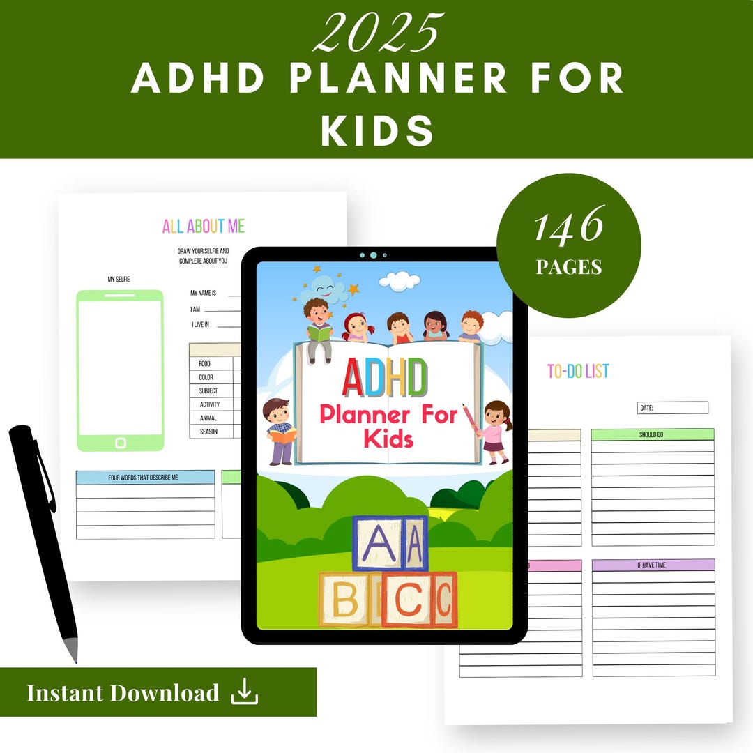 2025 ADHD Planner for Kids | Printable Daily Organizer | Chore Chart ...