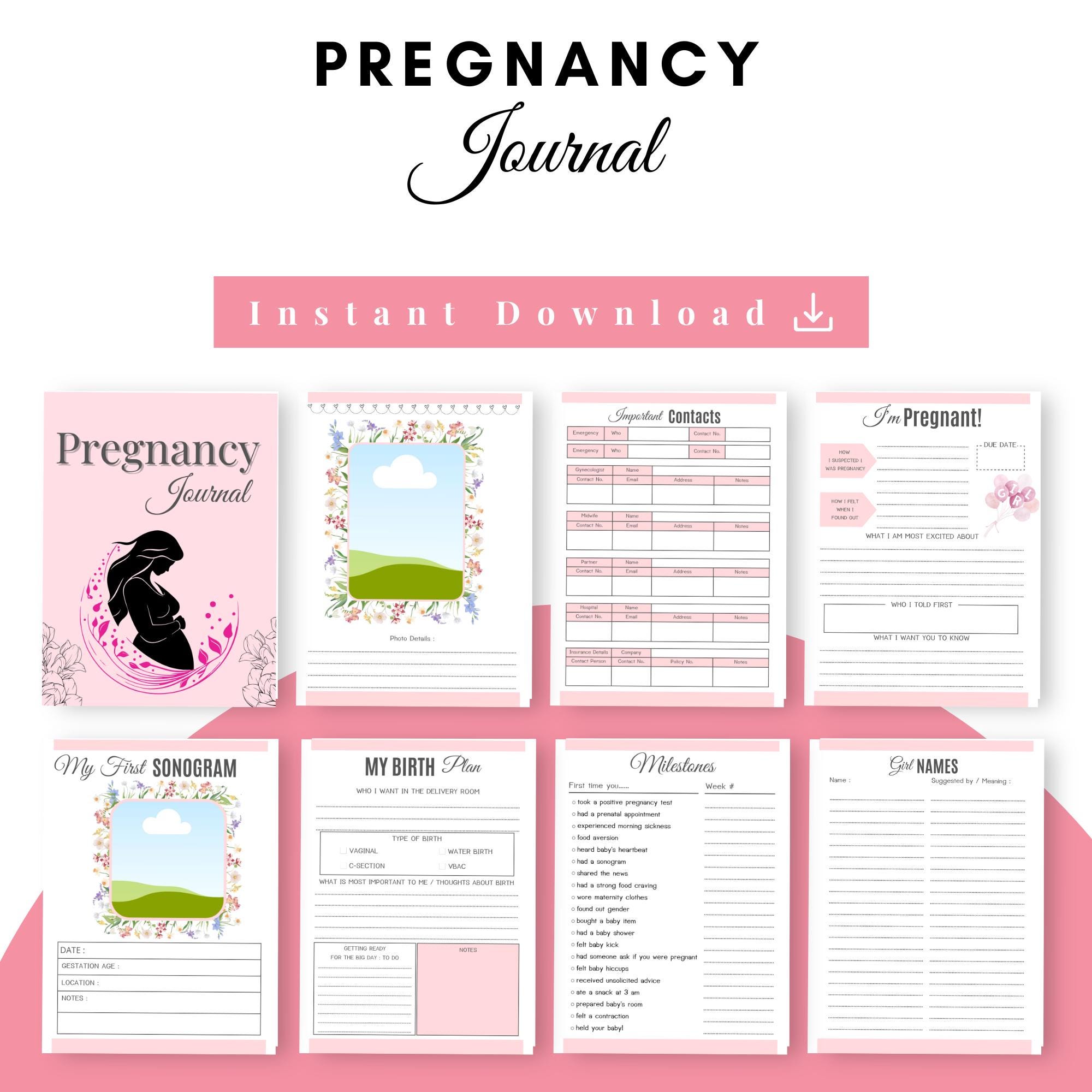 Printable Pregnancy Journal: Weekly Tracker &amp; Milestone Book (digital Download) - Etsy
