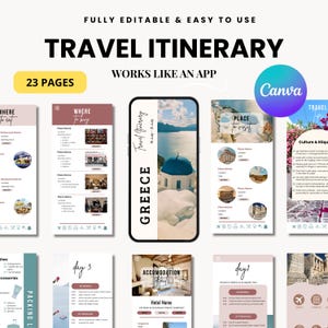 Mobile Travel Itinerary Template: Editable Canva Trip Planner (Digital Download)