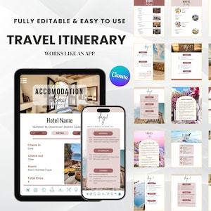 Editable Travel Itinerary Template: Customizable Travel Planner (Digital Download)