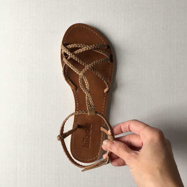 cognac strappy sandals