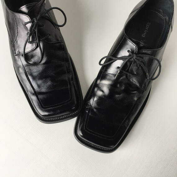 Men's Black Leather square-toe derby shoes - EU Si