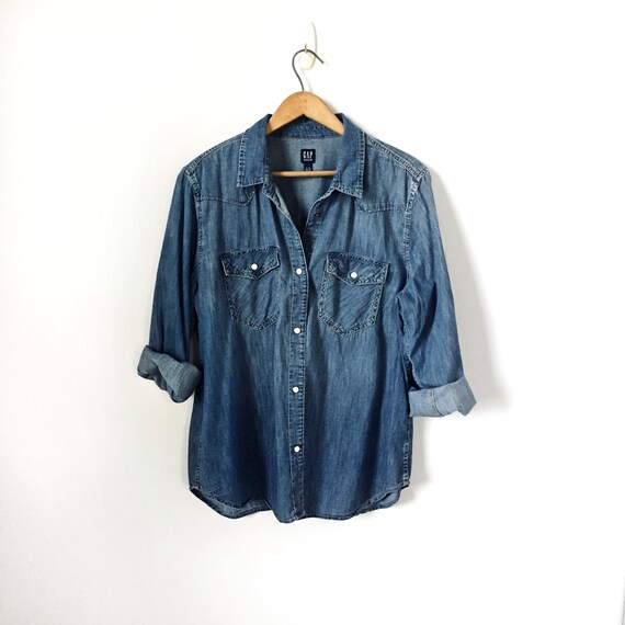 Denim Shirt, Western Shirt, Country, Washed Out Sh