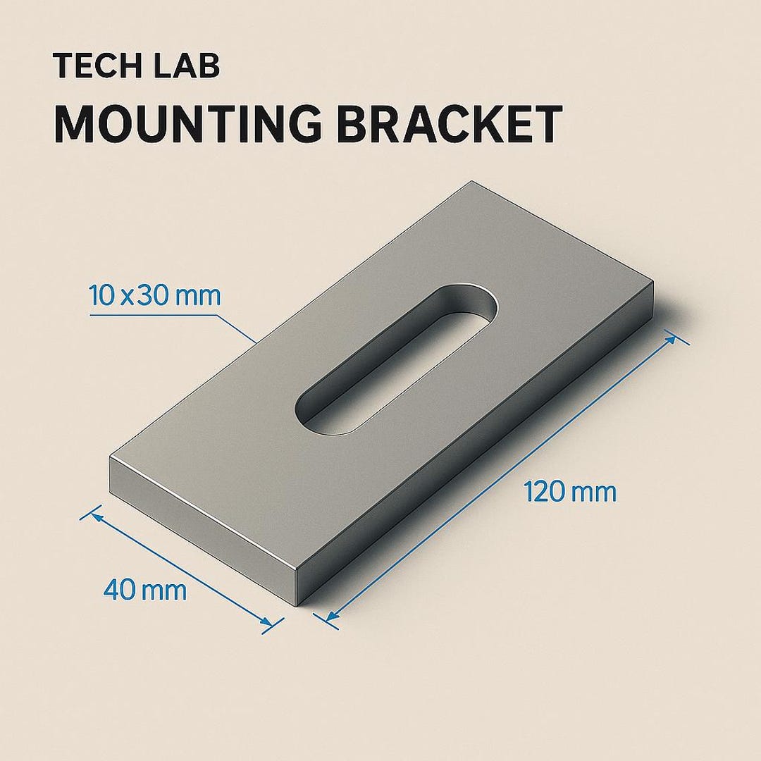 Mounting Bracket 120x40mm With 10x30mm Slot | CNC, Laser Cut, 3D Print ...