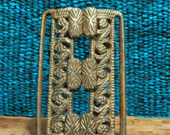 Vintage Messing Blumen Gürtelschnalle - Jugendstil Trachten-Accessoire