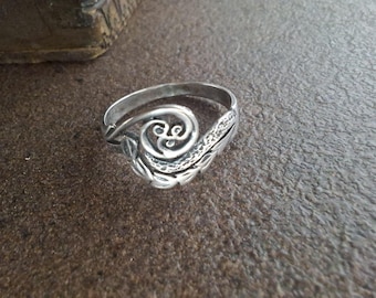 Vintage Sterling Silver Spoon Ring | Adjustable Floral Jewelry
