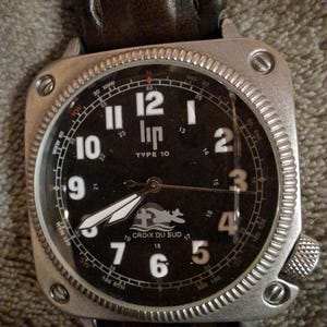 Montre Bracelet LIP Croix Du Sud Type 10 - Vintage, En état De Marche - Pour Homme - Occasion TBE