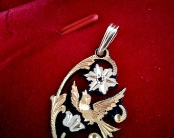 Pendentif Vintage Or De Tolède Damascène – Étoile 6 Branches – Breloque Toledo – Occasion