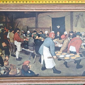 Vintage “The Peasant Wedding” Print by Pieter Bruegel the Elder | Framed Flemish Renaissance Artwork | Rustic Farmhouse Wall Art