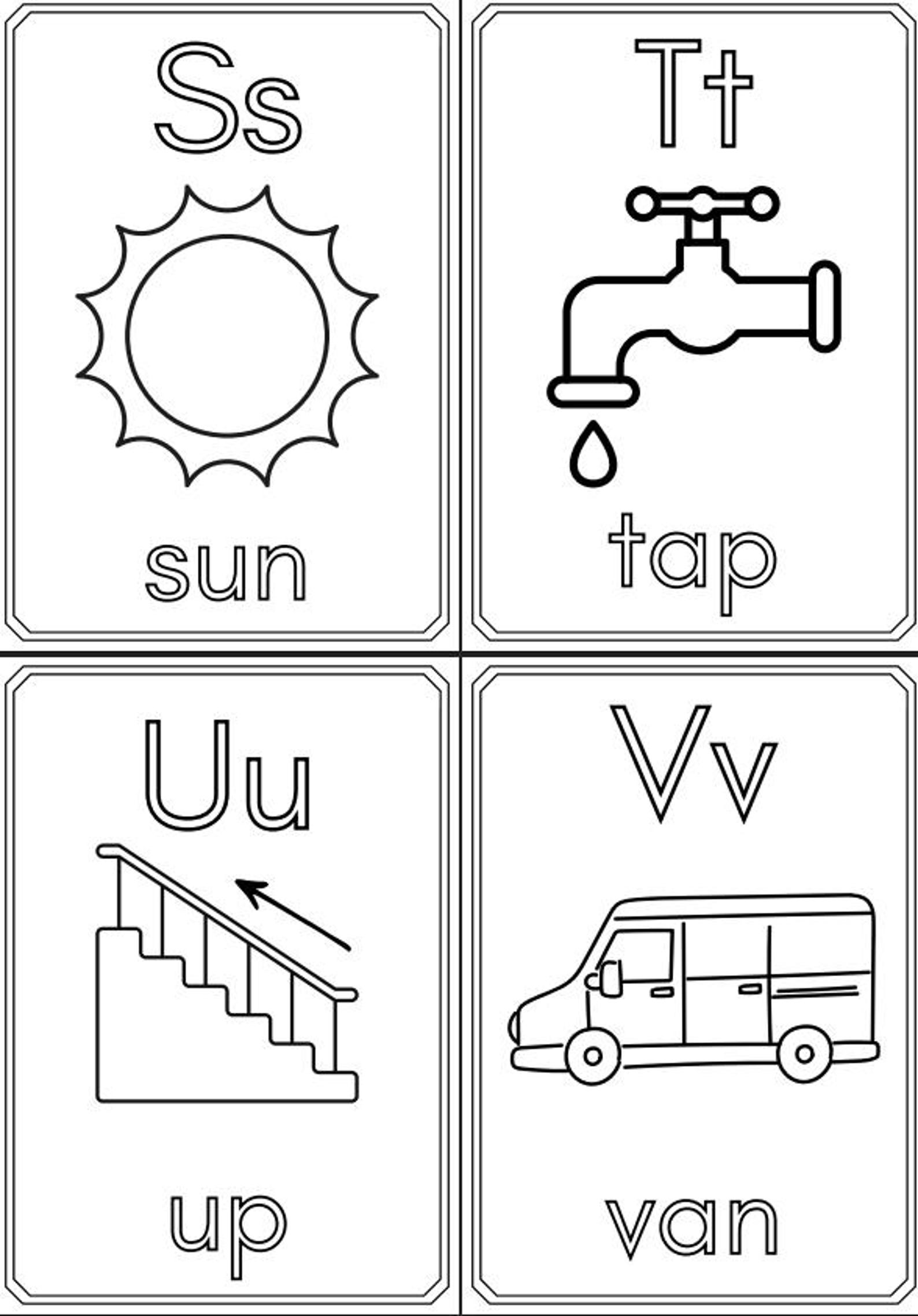 Printable Alphabet/phonics Coloring Sheets - Etsy