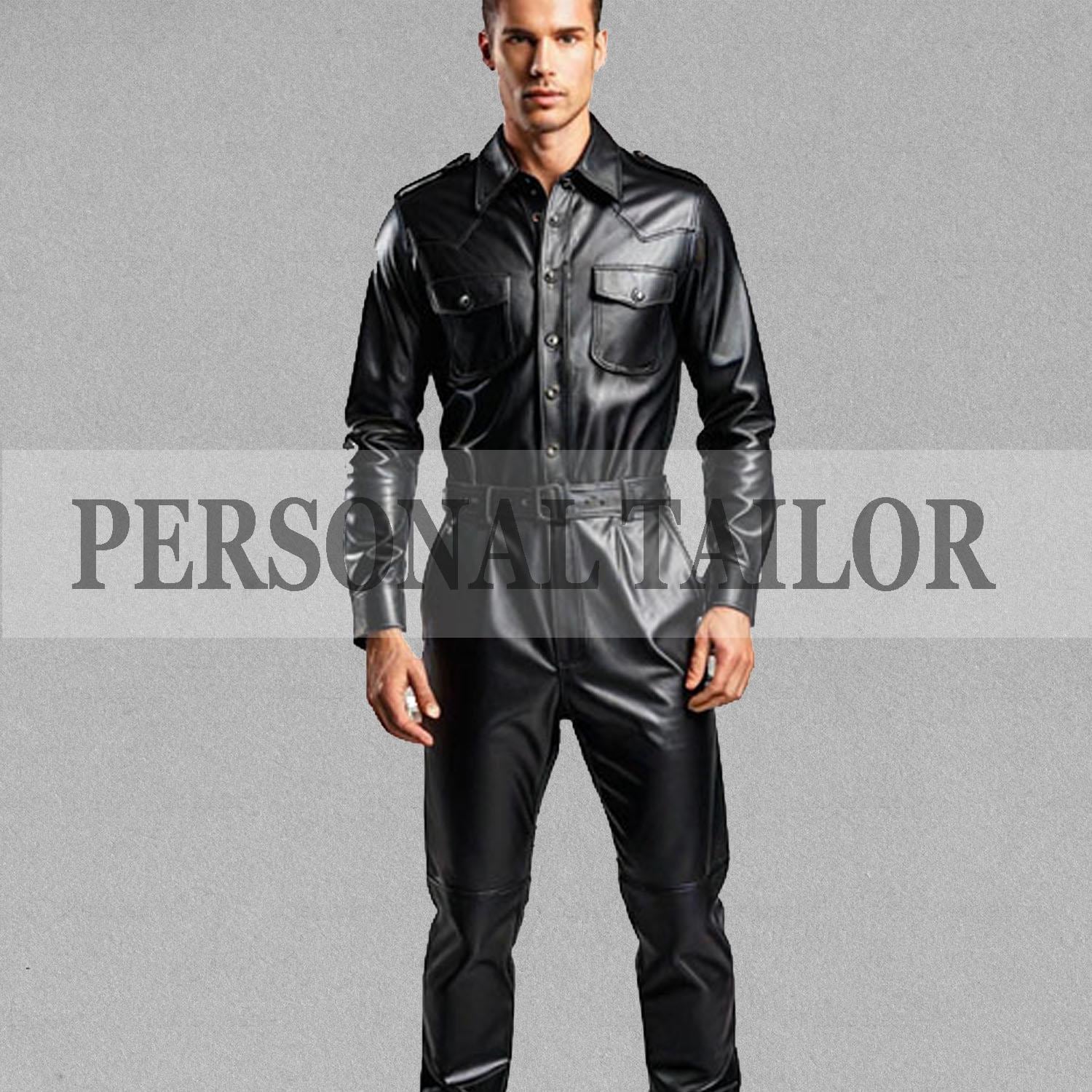 Men's Genuine Sheep Leather Catsuit: Black Bodysuit Jumpsuit - Etsy