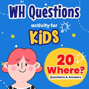 Cartes flash Où les questions pour les enfants | WH questionne les cartes d'orthophonie | Feuilles de travail sur l'autisme et le développement du langage | Cartes de thérapie ABA