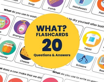 20 "Vad"-frågor Flashcards | Logopedi och autism (digital nedladdning)