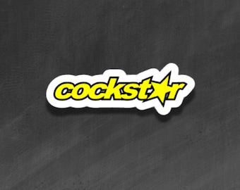 ADULT VINYL STICKER - Cockstar, Rockstar, Cock, Penis - Waterproof, Laminated, Decal, Car, Auto, Truck, Laptop, Computer, Phone, iPhone