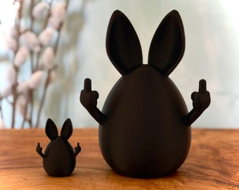 Freches Osterei, Mittelfinger, frecher Hase mit Haltung, 10cm oder Minis im 10er Set,  witzige Osterdeko Hasenei, Geschenk mit Humor