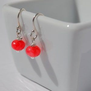 Petite Pink Jade Earrings image 1