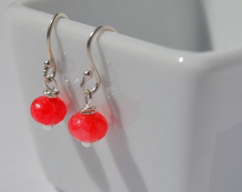 Petite Pink Jade Earrings