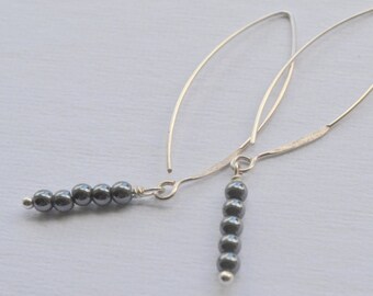 Hematite and Silver Dangle Earrings