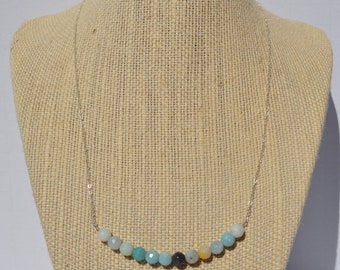 Cloudy Blue Amazonite and Silver Necklace