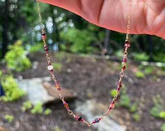 Tourmaline and Garnet Gold Necklace