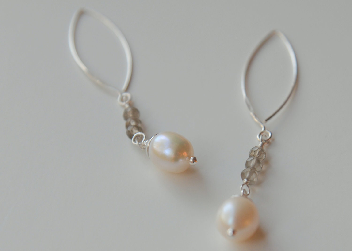 Pearl and Smoky Quartz Earrings Bridal Jewelry Bridesmaids - Etsy