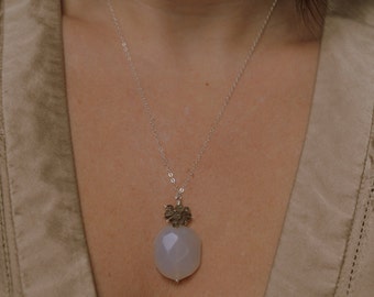 Chalcedony and Smokey Quartz Silver Necklace